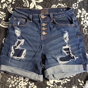 JUSTICE distressed jean shorts